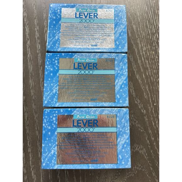 Lever 2000 PURE RAIN Bar Soap Blue Vintage 1996 Factory Sealed NOS Lot of 3 - Picture 3 of 9